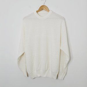 Vintage Ivory Coquette Knit Pullover Preppy Cottagecore Grandma Basket Knit 90's